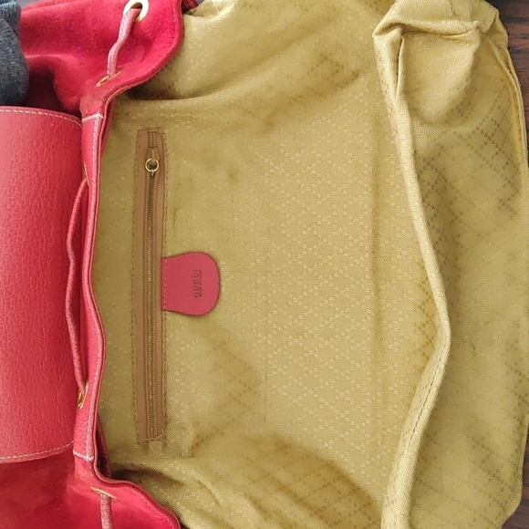 Red Suede Gucci Backpack Vintage Bamboo main image 13